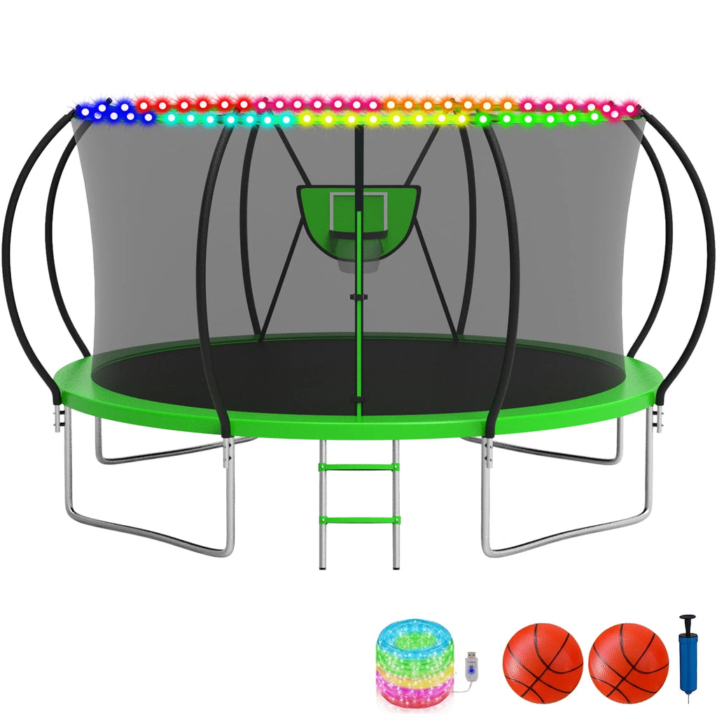 10FT Trampoline with Basketball Hoop and Light N3442