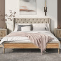 Upholstered Platform Bed Frame with Rubber Wood Legs Queen U157069