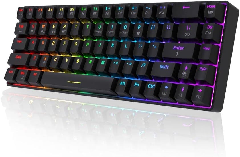 68 Key 65% Hot Swappable Mechanical Keyboard, Blue Switch, Black B6613