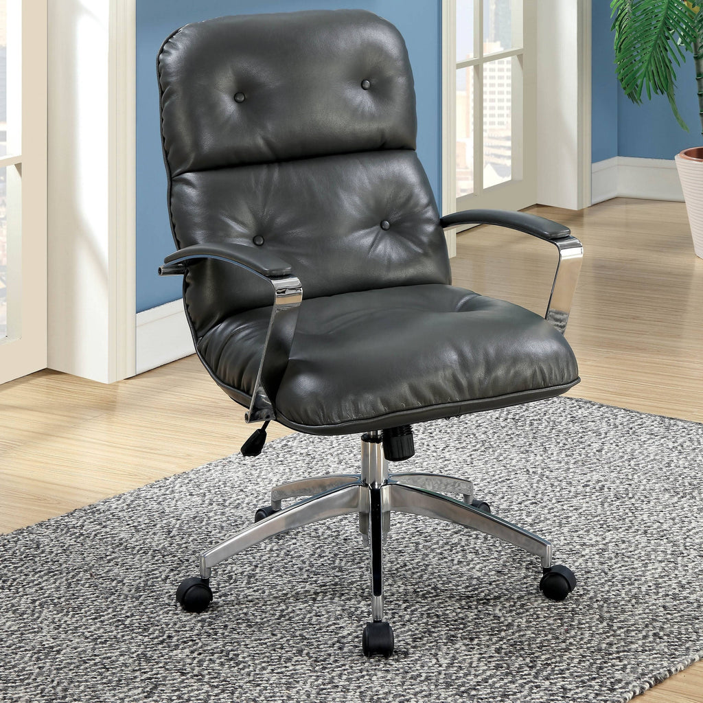 Grey Tufted Leatherette Office Chair V17527