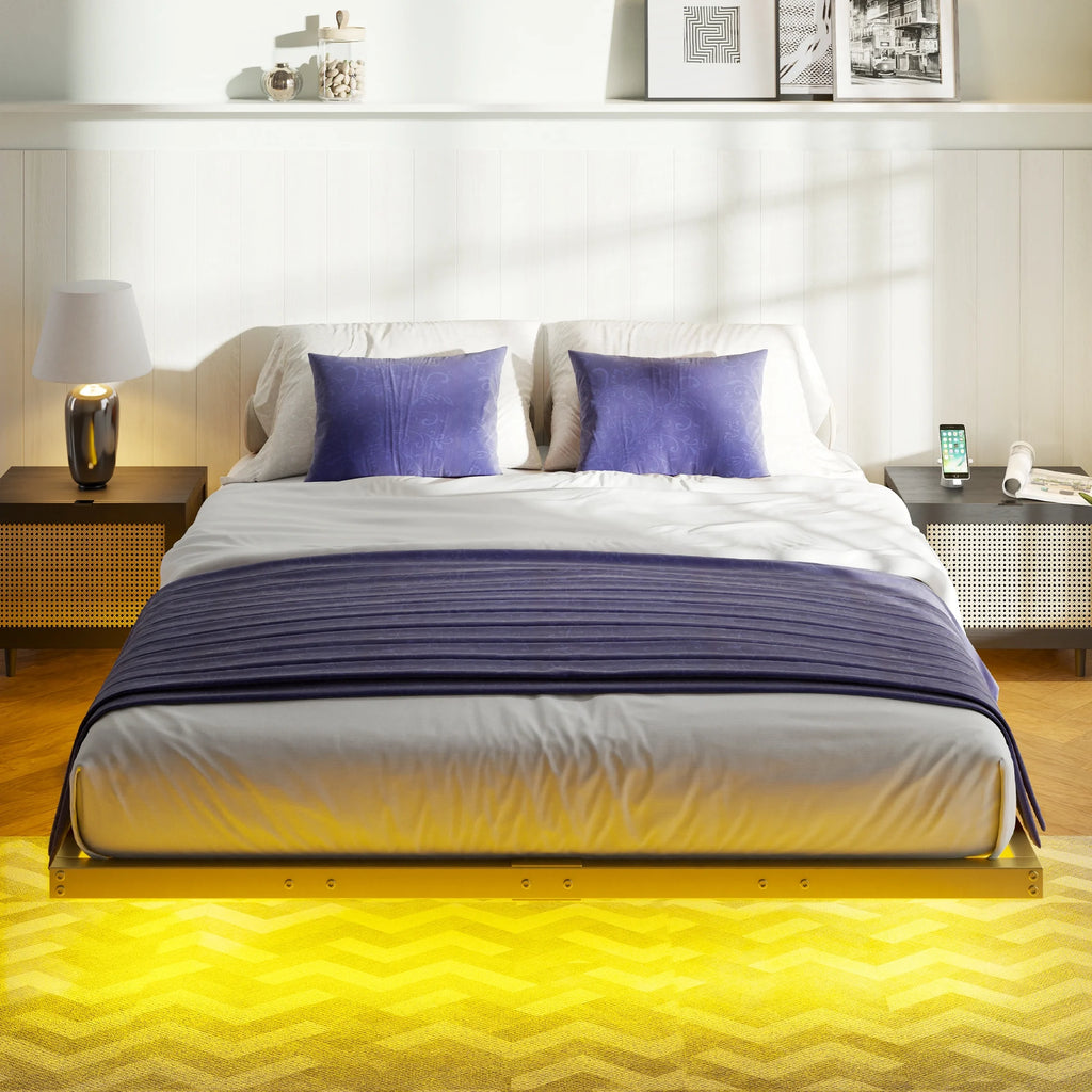 Queen Size LED Metal Platform Bed Frame Q66376