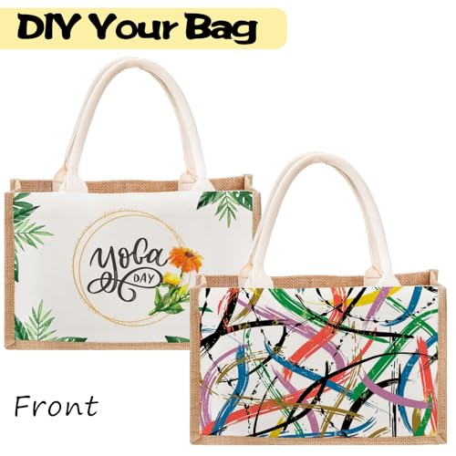 6 Pack Burlap Tote Bags with Handles A8439