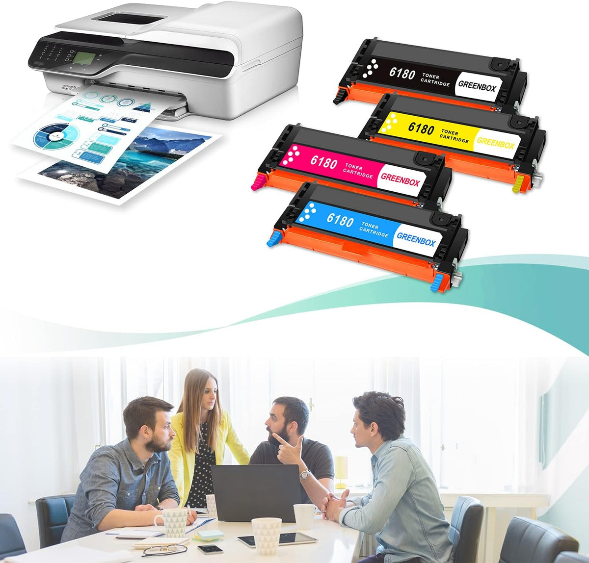 Remanufactured Toner Cartridge, 1 Black, 1 Cyan, 1 Magenta, 1 Yellow C580