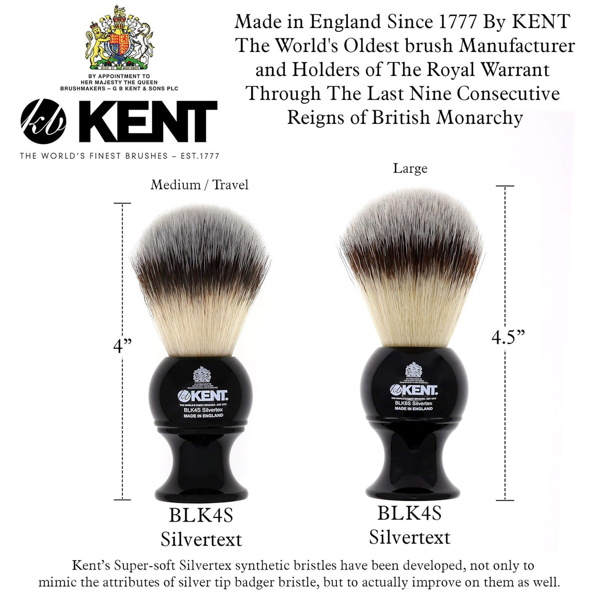 BLK4S Shaving Brush with Silvertext Synthetic Bristles and Black Resin Handle, Pack of 2 R23827