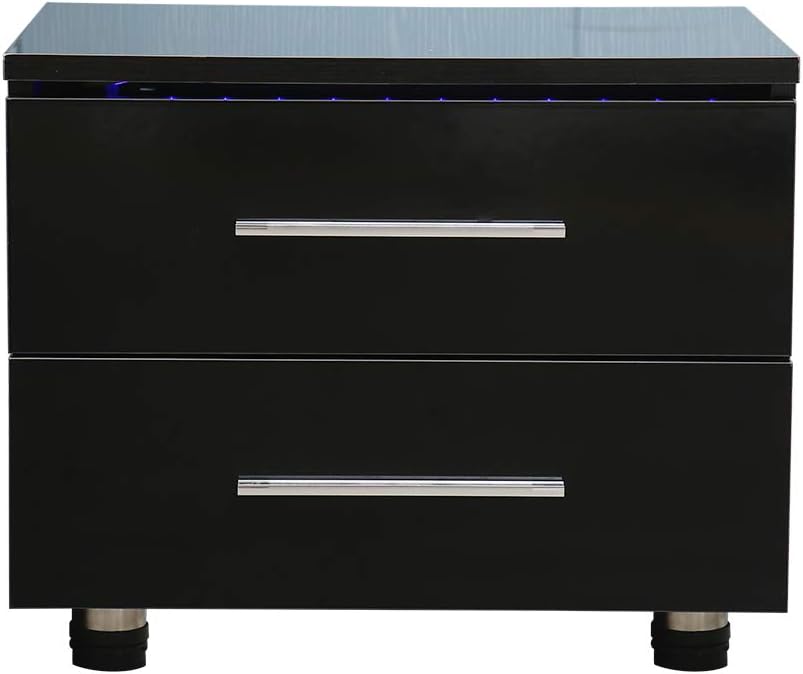 Black LED Nightstand with 2 Drawers X39265
