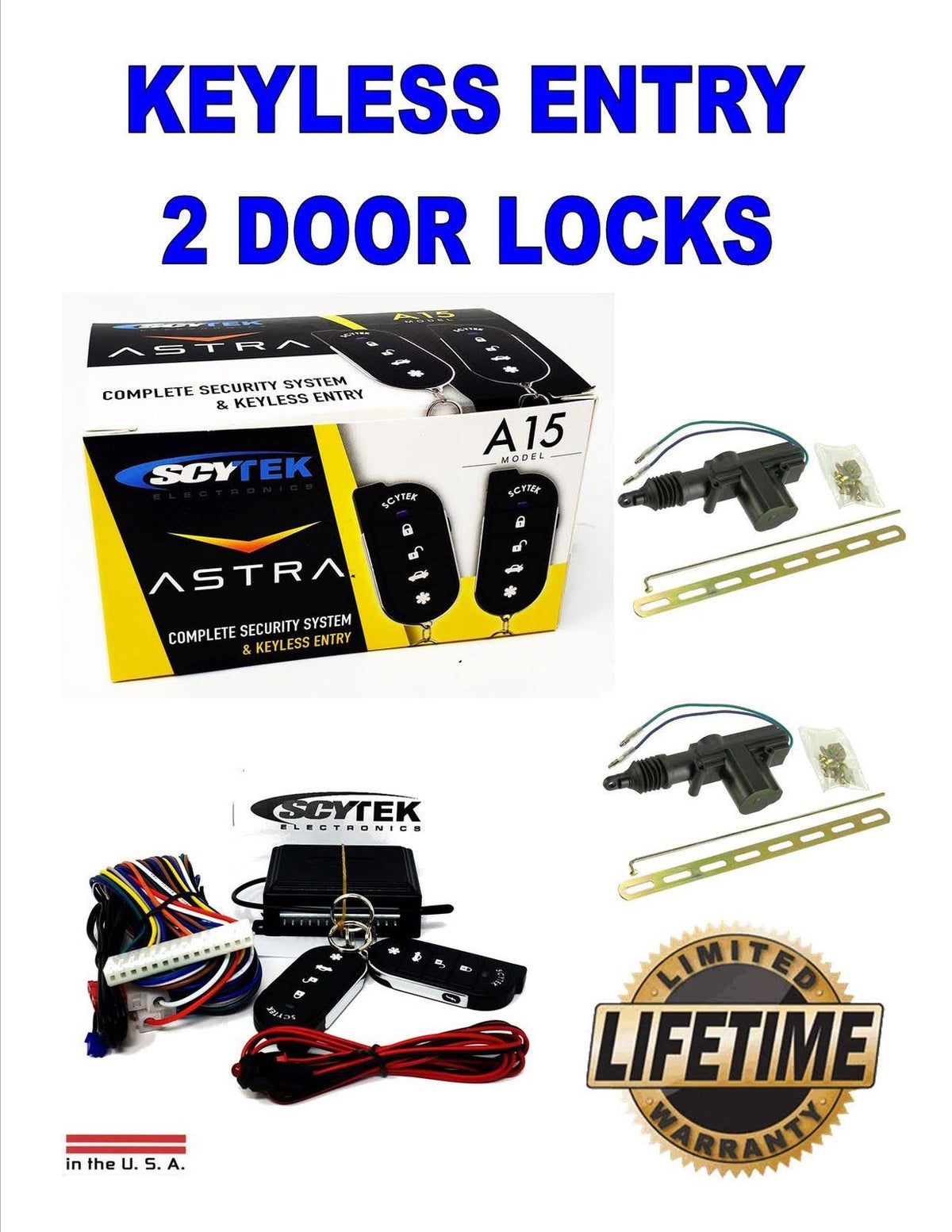 Keyless Entry Car Alarm Security System, 2 Key 2 Door Locks G4431
