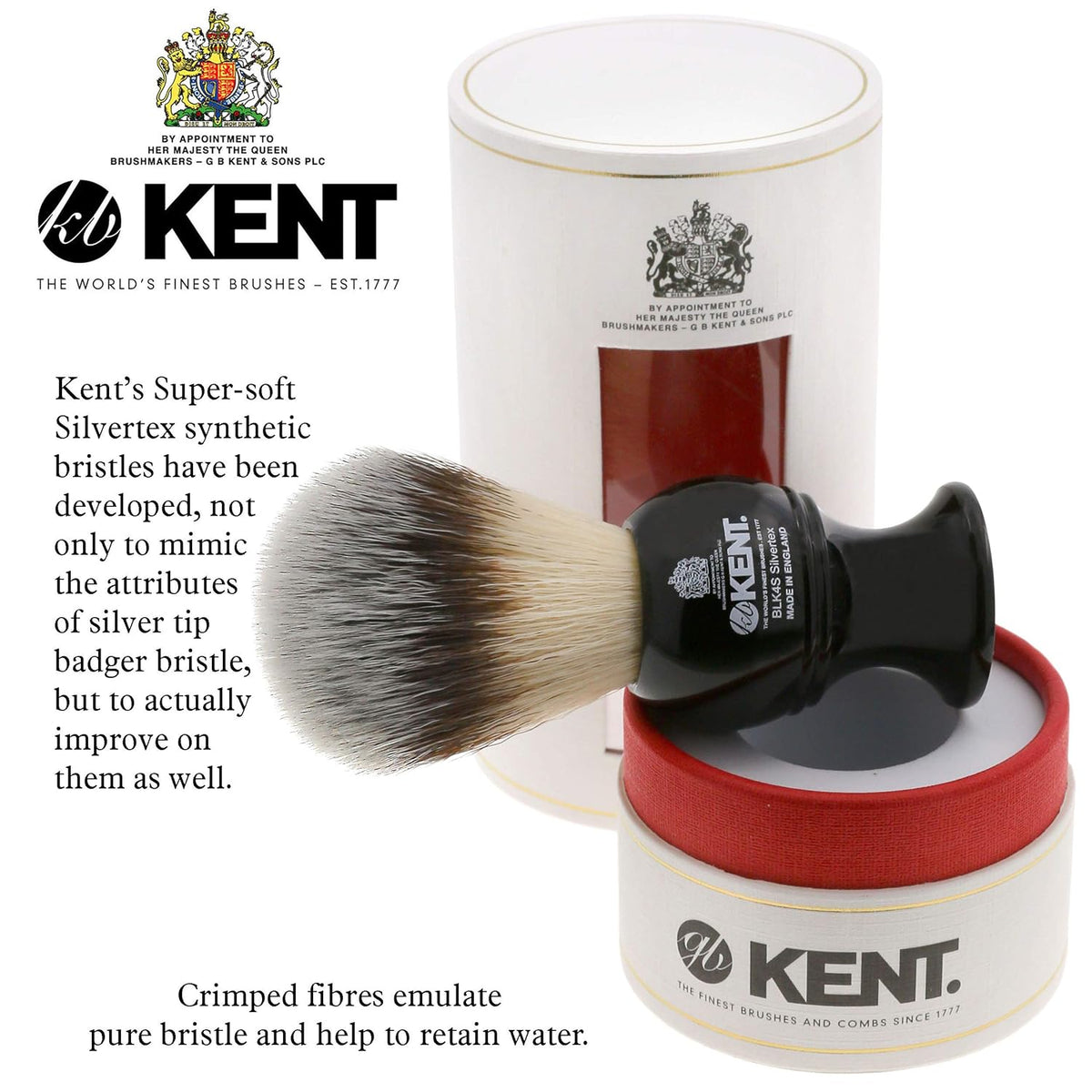 BLK4S Shaving Brush with Silvertext Synthetic Bristles and Black Resin Handle, Pack of 2 R23827