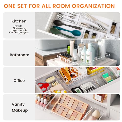 26 Pack Clear Plastic Drawer Organizer Bins K83125