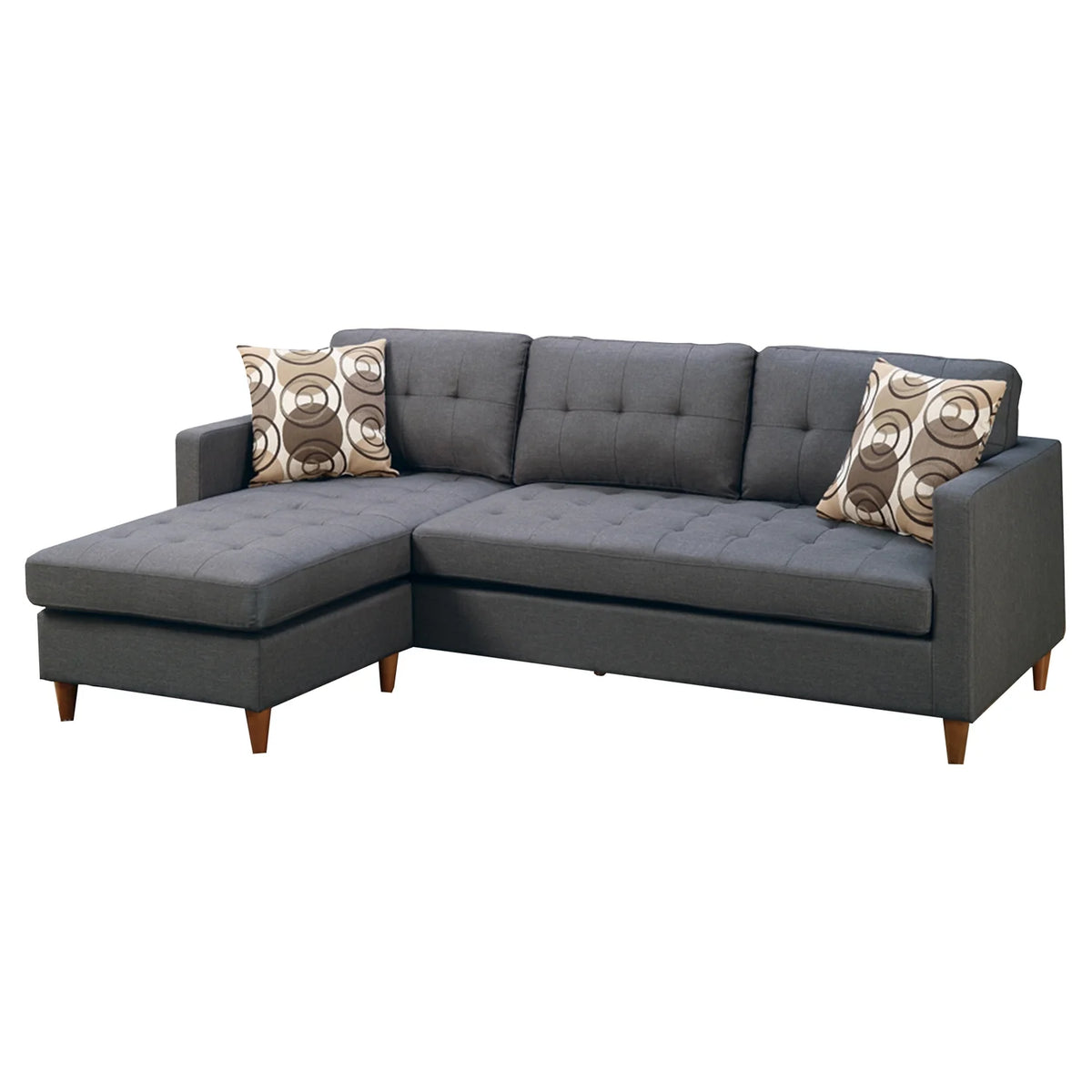 Gray 2 Piece Polyfiber Sectional with Pillows H5641