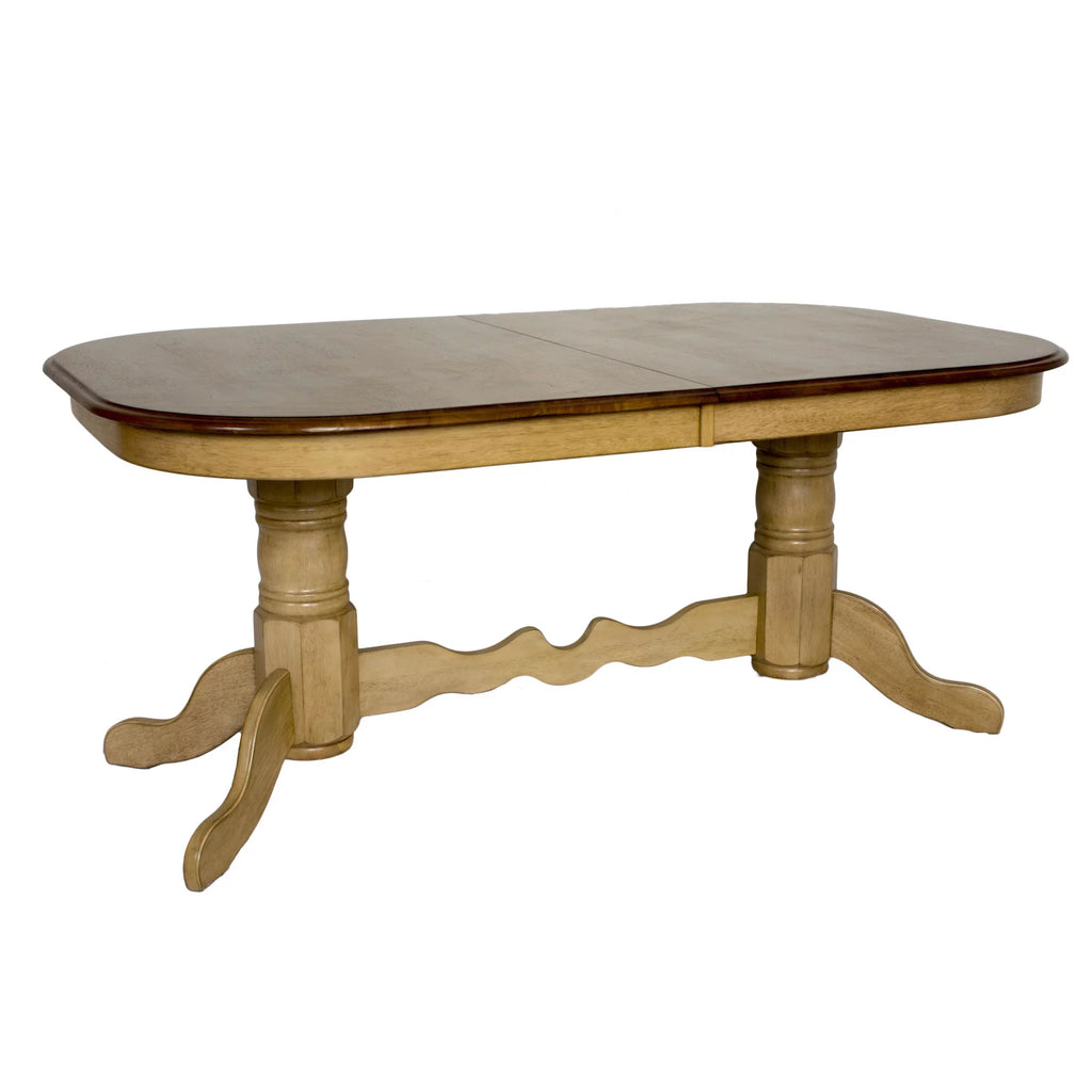 96" Double Pedestal Extendable Wood Dining Table Y643