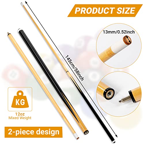 2 Piece 58 Inch 12 oz 13 mm Hardwood Pool Cue W517