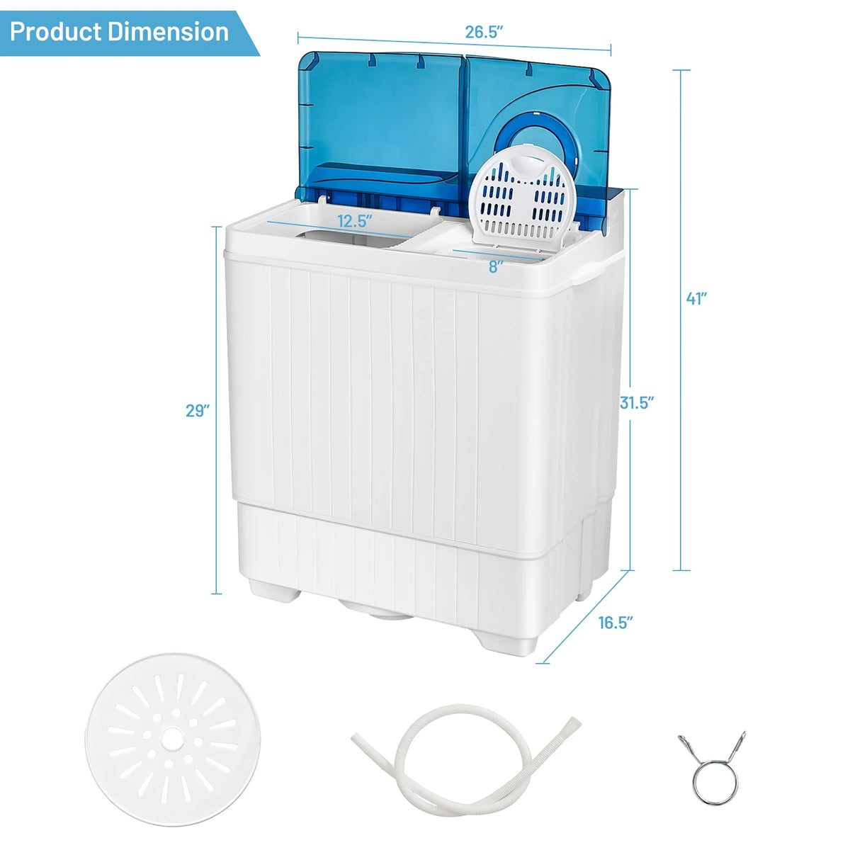 Portable Semi-automatic Washing Machine Blue Y80404