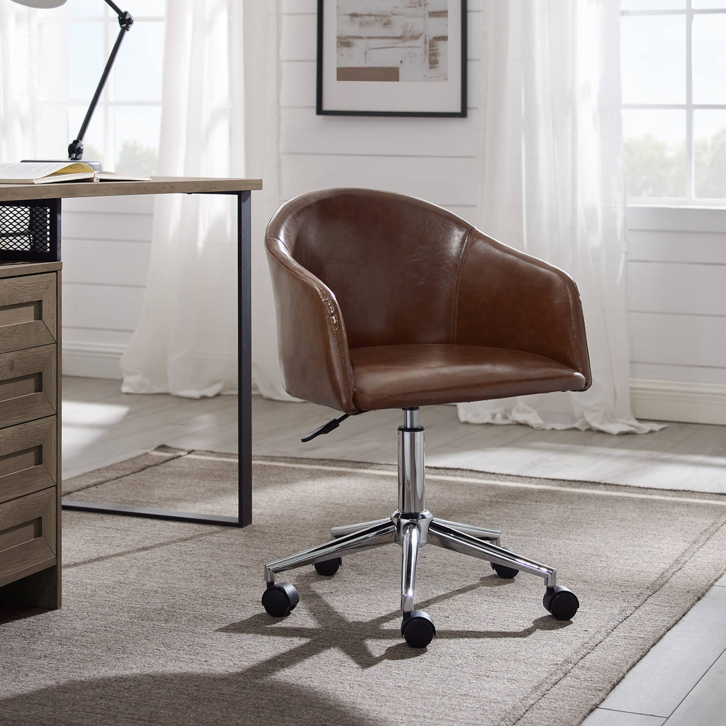 Gray Round Back Swivel Desk Chair with Caster Y2280