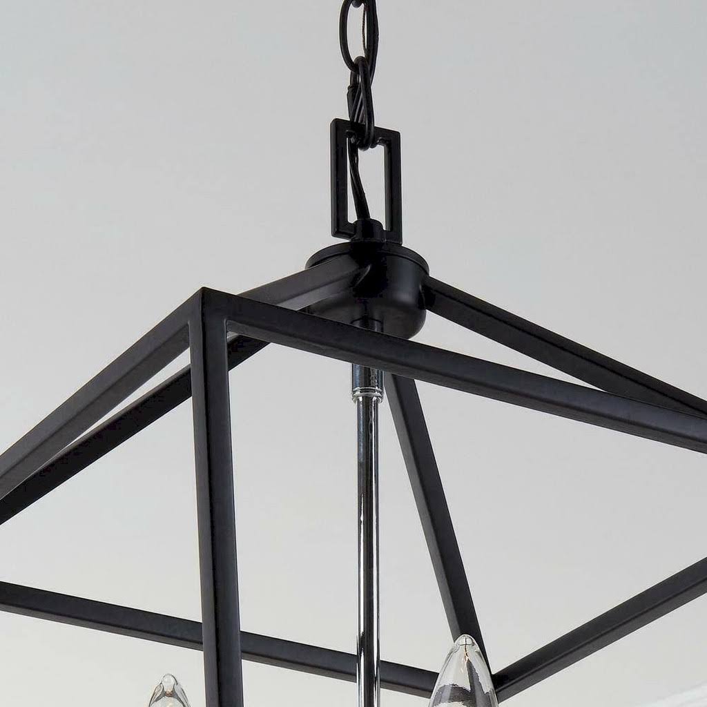 4-Light Black and Polished Chrome Caged Chandelier Q471955
