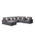 Gray Fabric Reversible Sectional with Charging Ports and Storage Console F34520