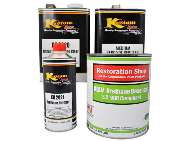 White Urethane Basecoat Clearcoat Auto Paint Medium Gallon Kit E493
