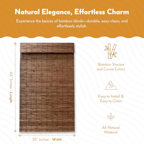 Cordless Bamboo Roman Shades - Driftwood - 28.5 in. W x 64 in. L X29550