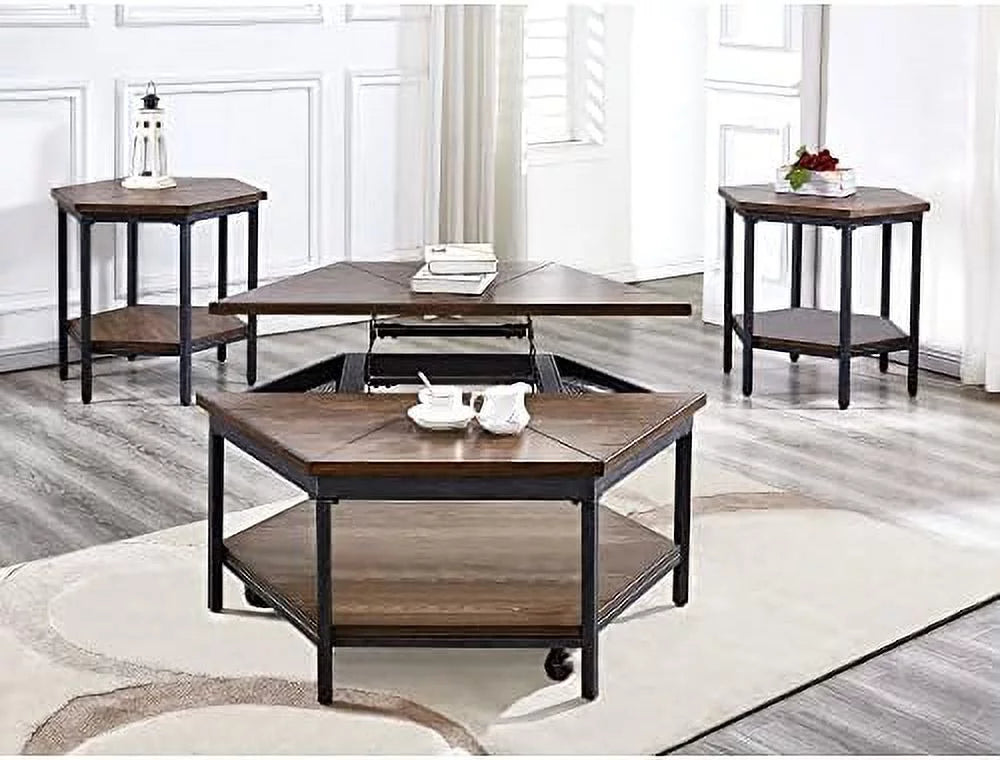 Mocha Hexagonal End Table D8941