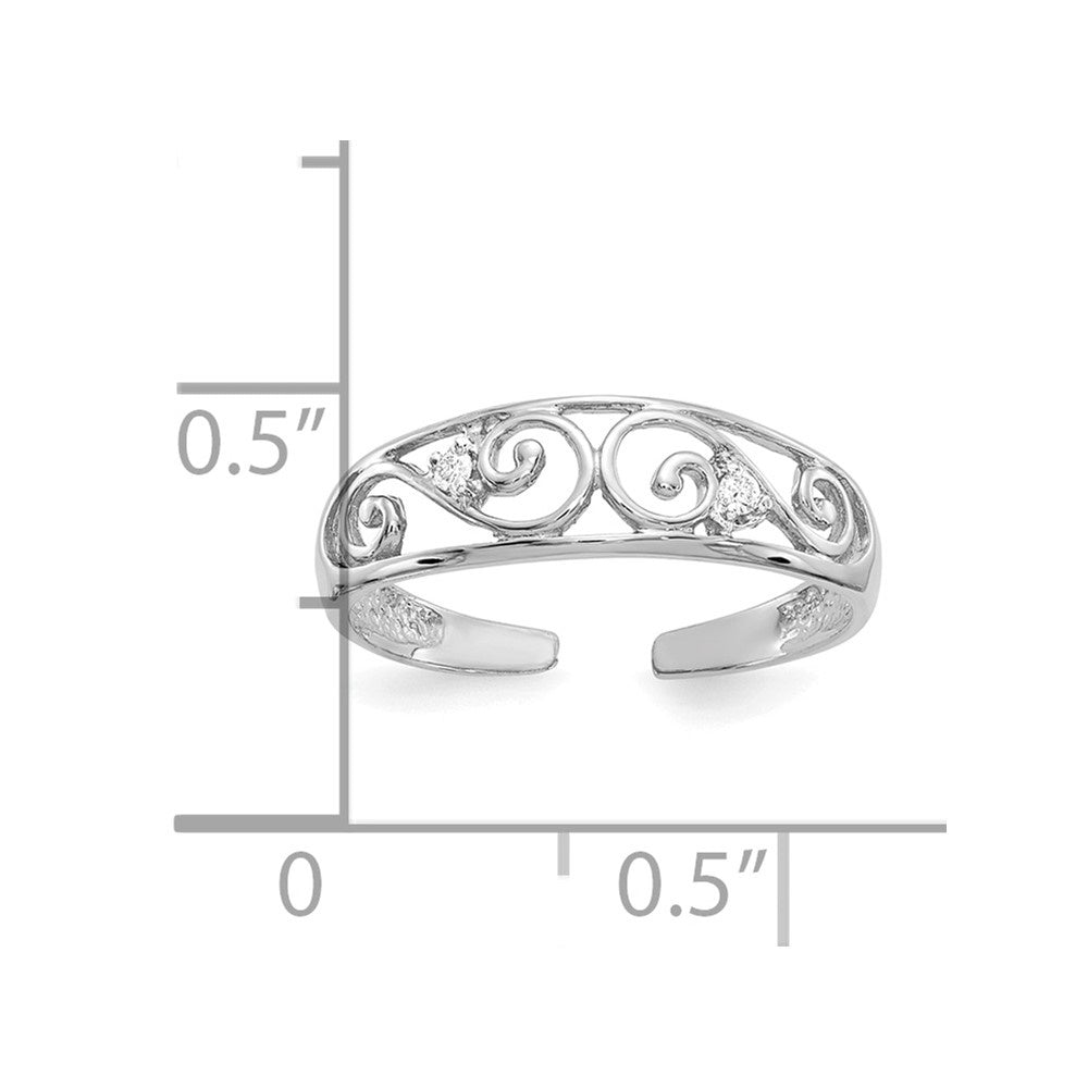 14k White Gold .02ct Diamond Scroll Toe Ring A232748