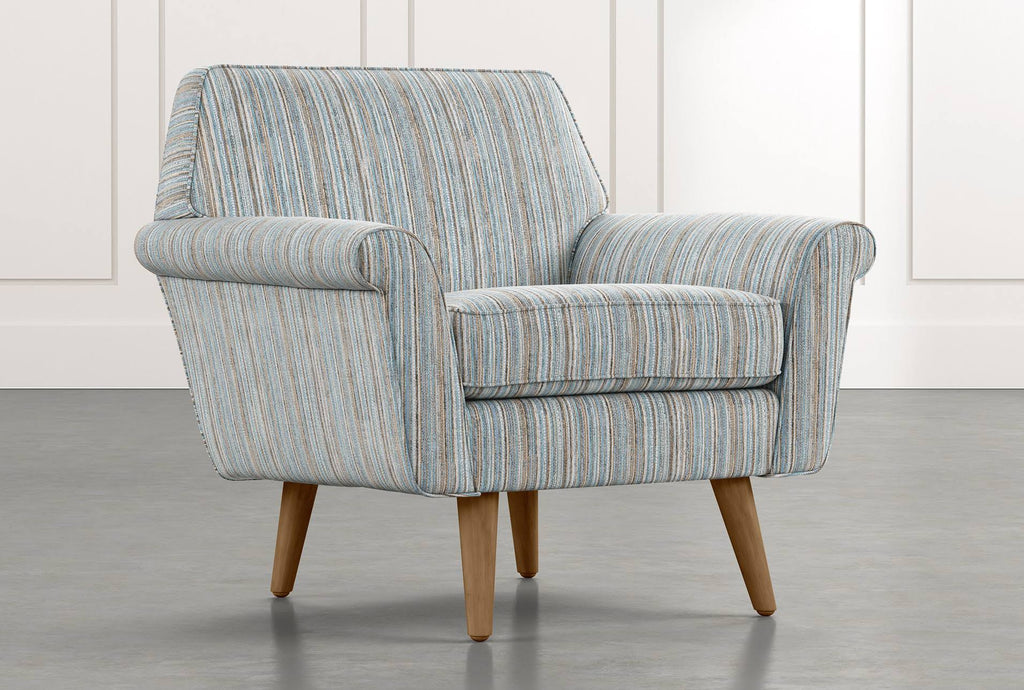 Light Blue Striped Fabric Accent Chair V35342