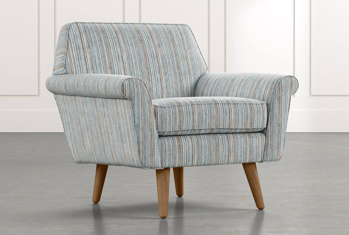 Light Blue Striped Fabric Accent Chair V35342