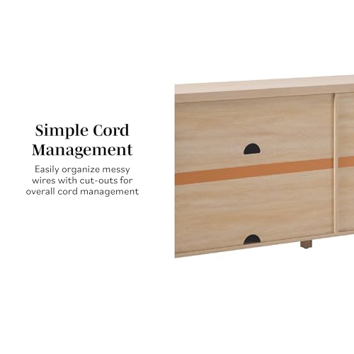 70 Inch Coastal Oak 4-Door Sideboard Buffet N95138