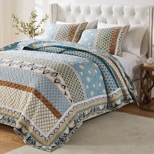 3-Piece Full/Queen Blue Quilted Bedding Set B911780