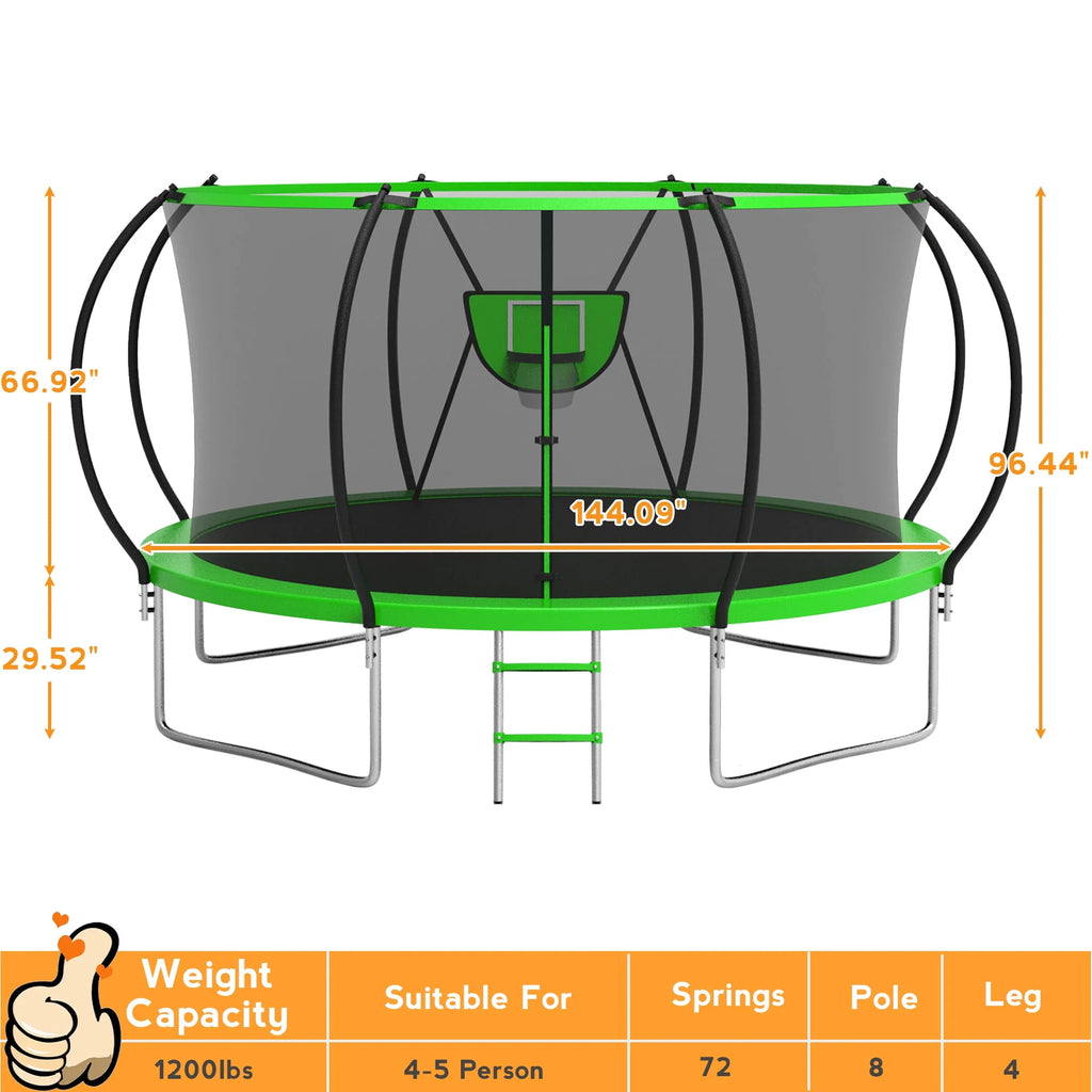 10FT Trampoline with Basketball Hoop and Light N3442