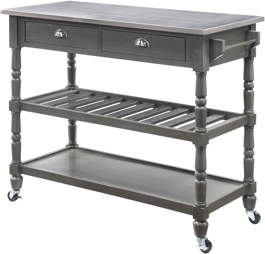 Stainless Steel 3-Tier Kitchen Cart with Drawers E524