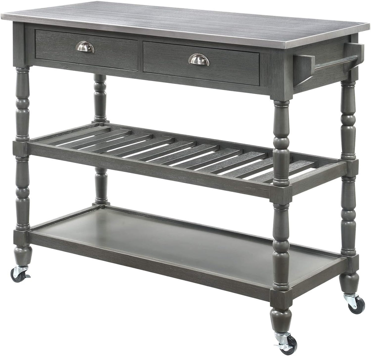 Stainless Steel 3-Tier Kitchen Cart with Drawers E524