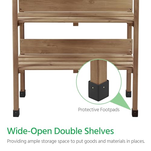 Fir Wood Potting Bench Table with 3 Tier Shelves F3645