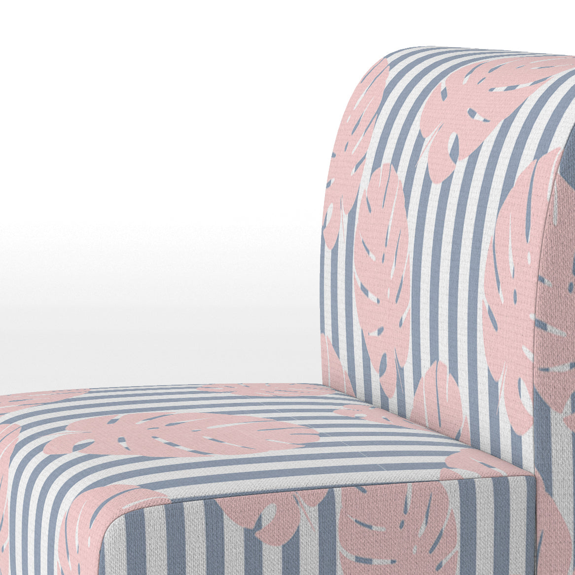Pink and Blue Tropical Flowers Upholstered Accent Chair L47512