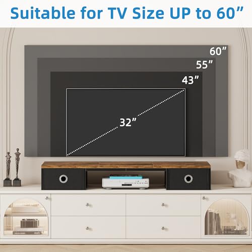 Rustic Brown TV Riser with Fabric Drawers and Steel Legs Y26083