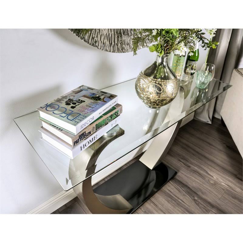 Satin Glass Top Console Table W506622