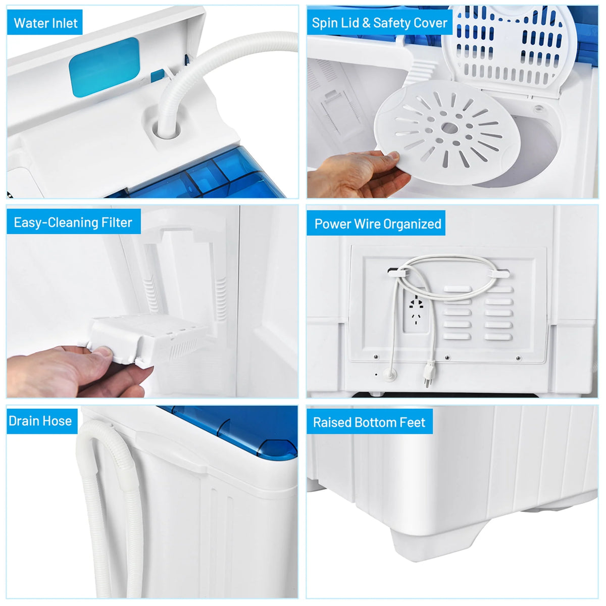 Portable Semi-automatic Washing Machine Blue Y80404