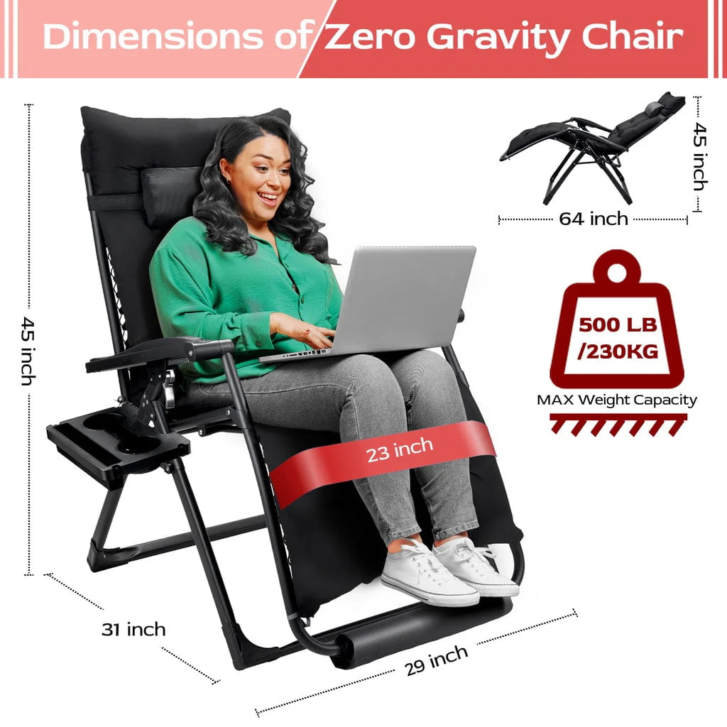 Oversized Gray Ergonomic Folding Recliner Chair V803