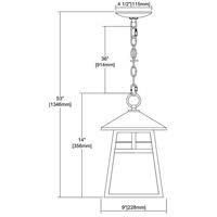 1-Light Hanging Matte Black Antique White Art Glass B596