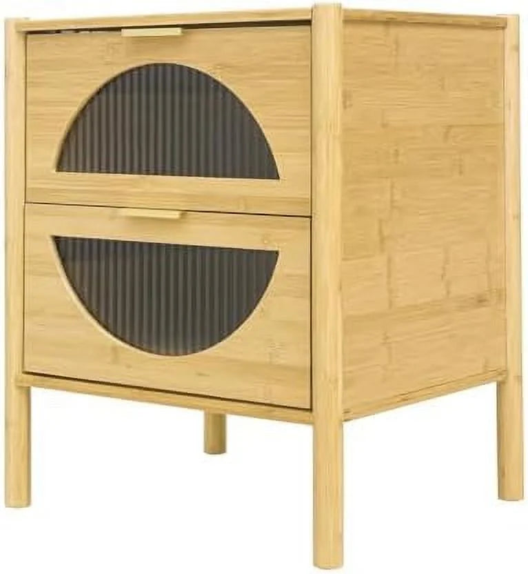 Black Brown Nightstand with Socket and 1 Door E3557
