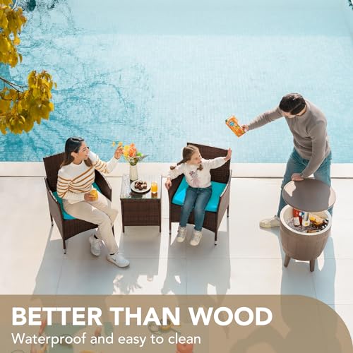 3 Pieces PE Rattan Wicker Chairs with Table Z2166