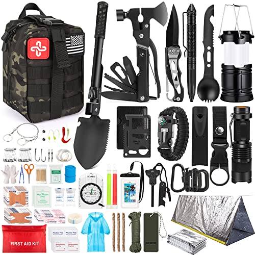 250Pcs Survival First Aid Kit with Molle Bag and Emergency Tent Q102