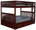 Full over Full Size Ladder Bunk Bed with 3 Drawers S834