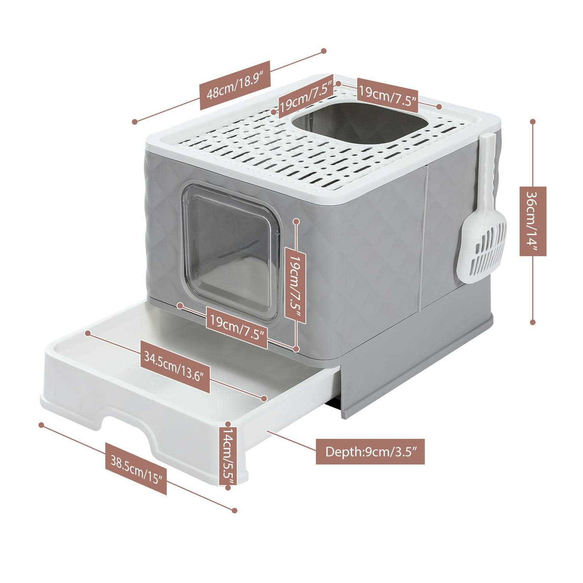 Enclosed 2 Ways Anti-splash Cat Litter Box V9607