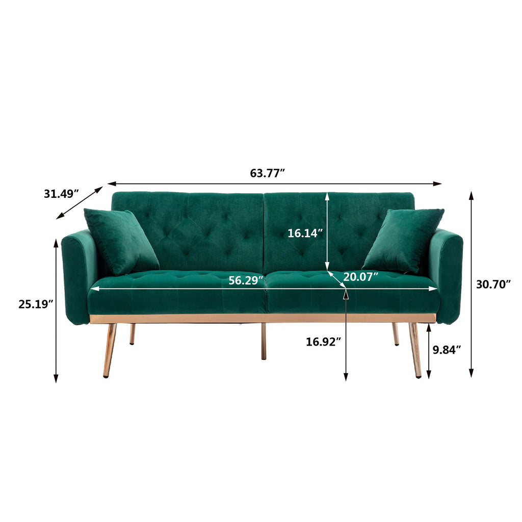 Green Button Tufted Loveseat Sofa D22200