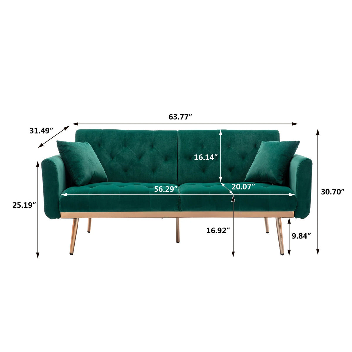 Green Button Tufted Loveseat Sofa D22200
