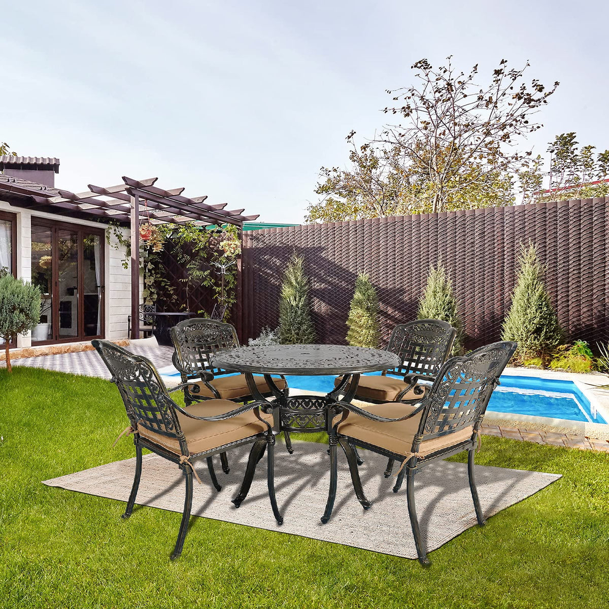 5 Piece All-Weather Cast Aluminum Patio Dining Set W827510