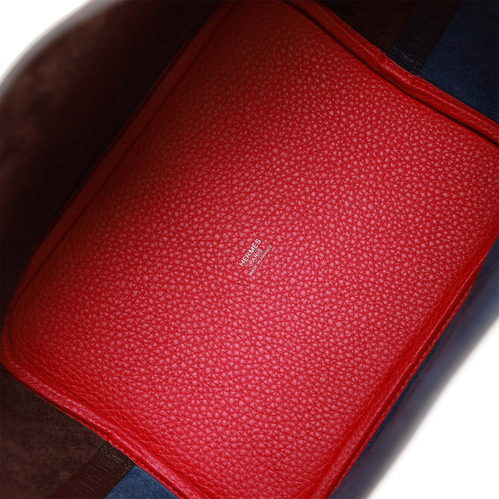 Bleu Nuit Framboise Rouge Sellier Clemence Palladium Hardware Bucket Bag X3438