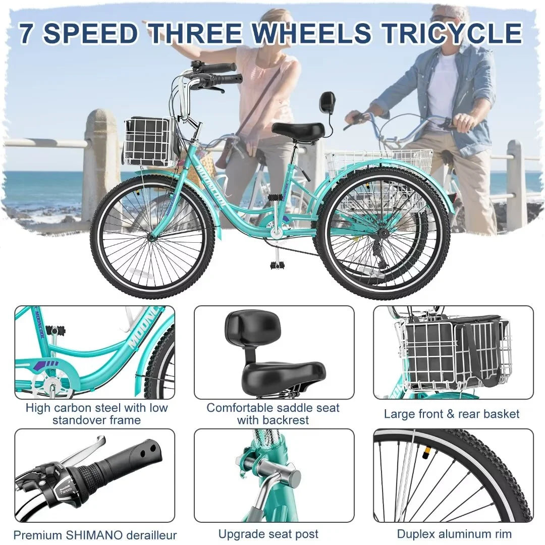 24 Inch 7 Speed Adult Tricycle S11028