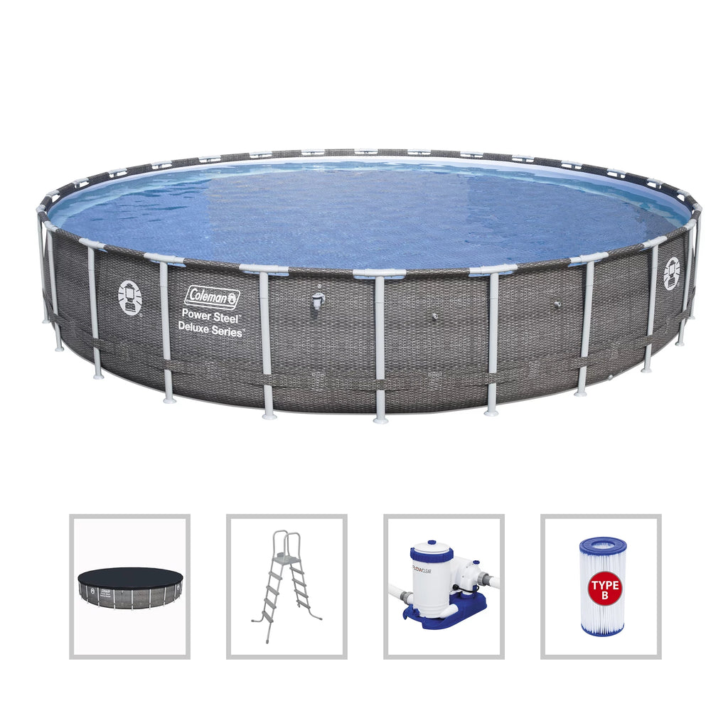 Power Steel Pool Set with Pump, Ladder and Cover J285