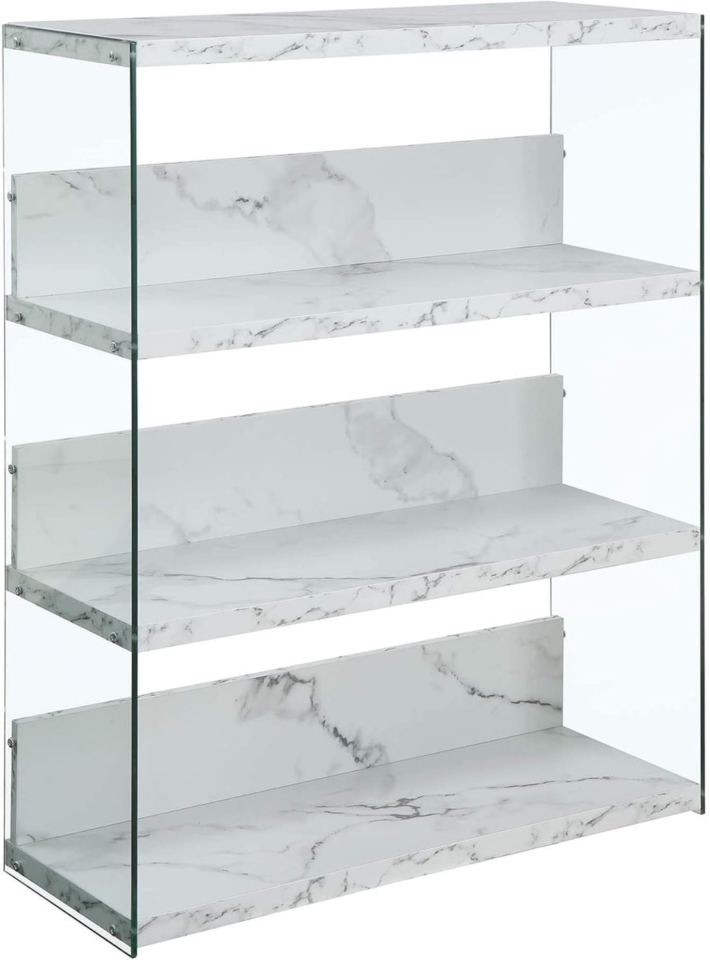 White Faux Marble 4 Tier Bookcase V3988
