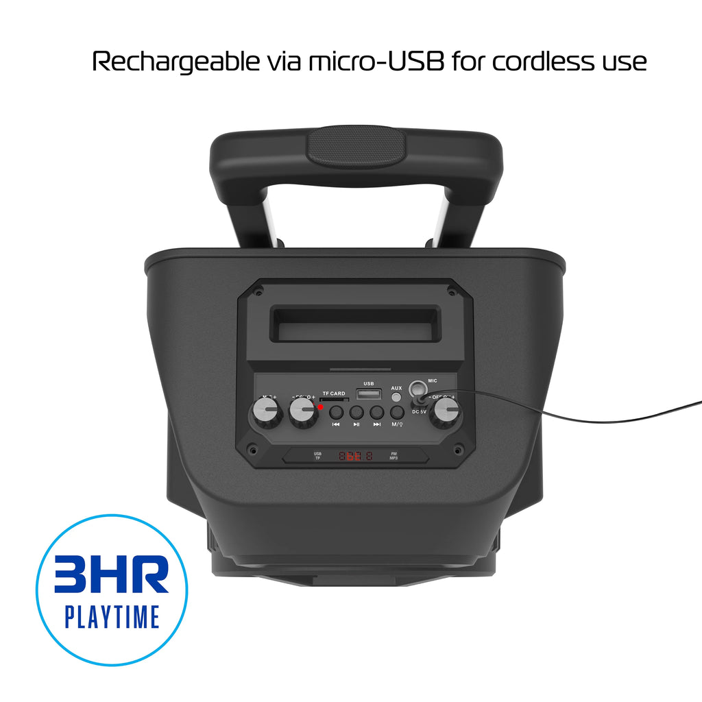 Rechargeable Bluetooth Speaker with 8in. Subwoofer and Microphone F847